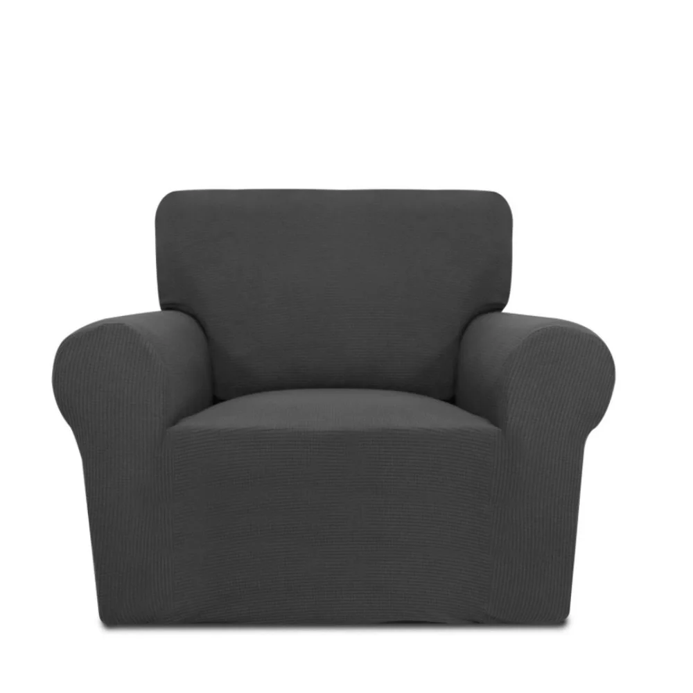Dark Gray Stretch Spandex Jacquard Armchair Slipcover